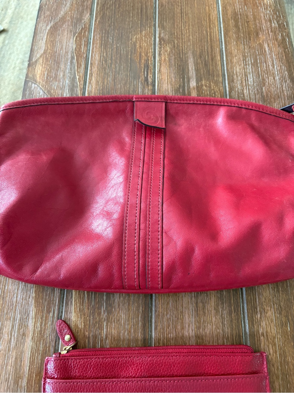Lodis Red Leather Wristlet Clutch